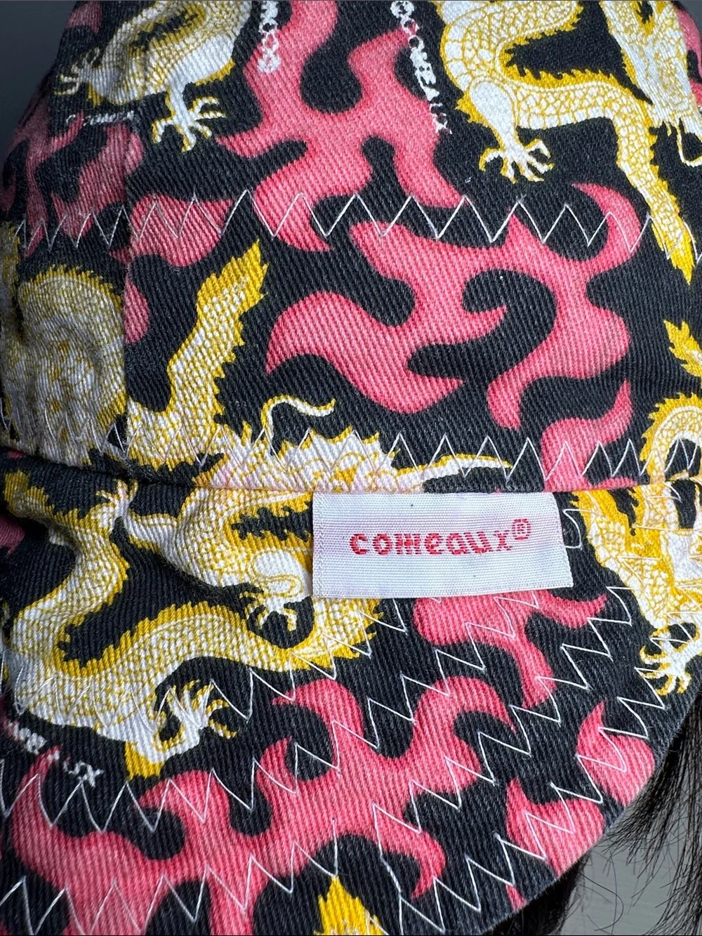 Comeaux reversible Pink & Black Dragon Print and red comfort soft Cap